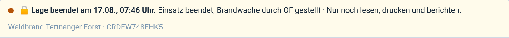 Standzeile einer beendeten Lage