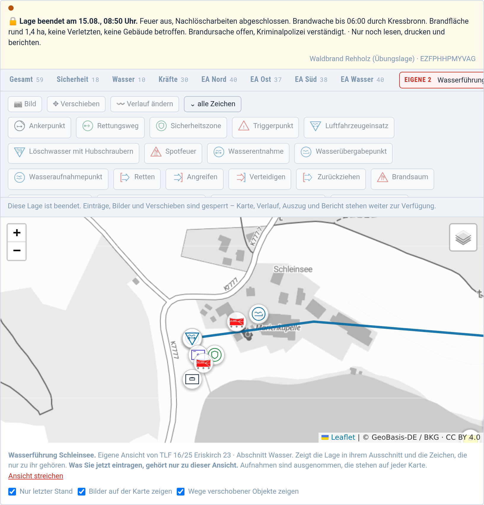 Eine eigene Ansicht mit Zeichen, die nur dort erscheinen