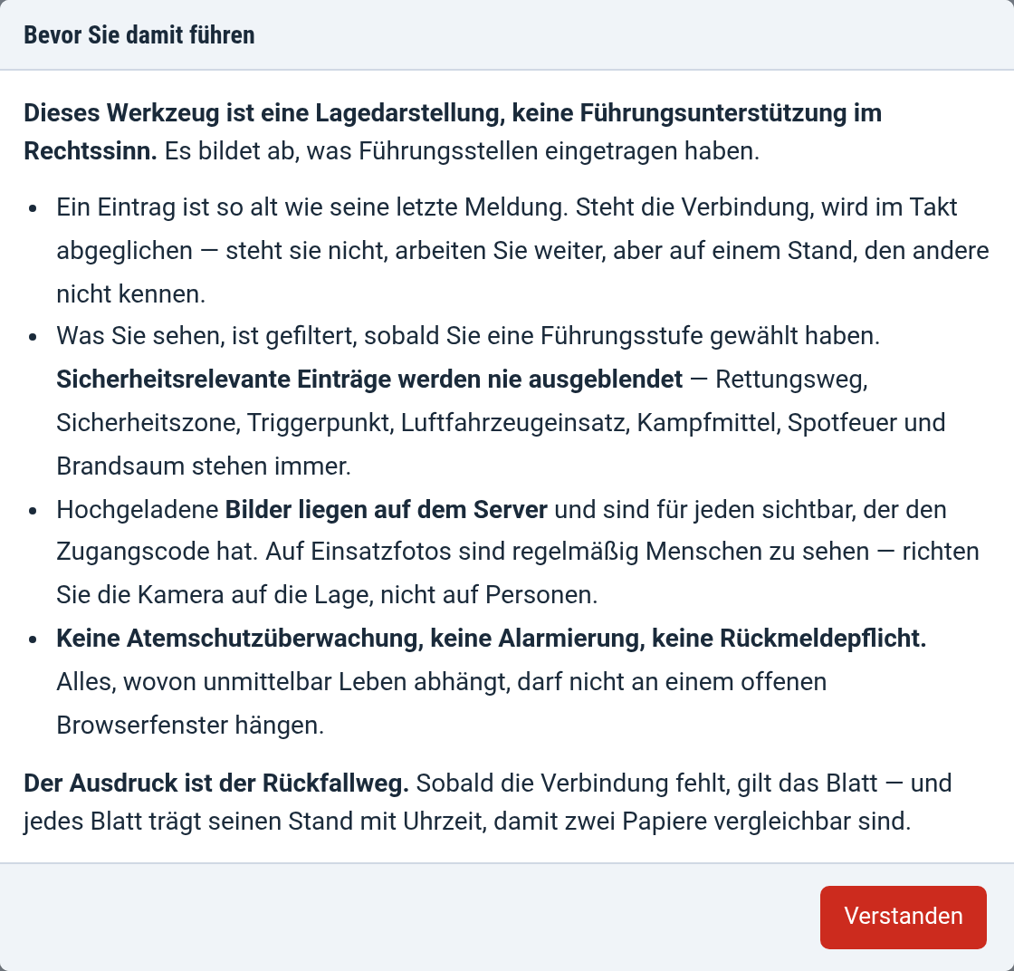 Hinweisfenster beim ersten Öffnen