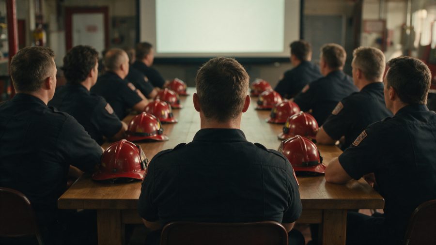 Zeitstrahl einer ausgewerteten Feuerwehrübung mit Kennzahlen